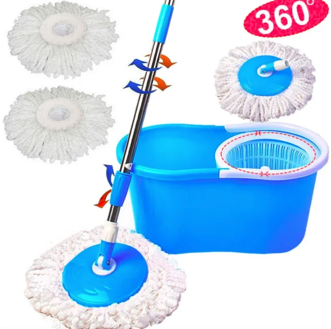 Турбо швабра с ведром Spin MOP 360 голубая Турбо швабра с ведром Spin MOP 360 голубая