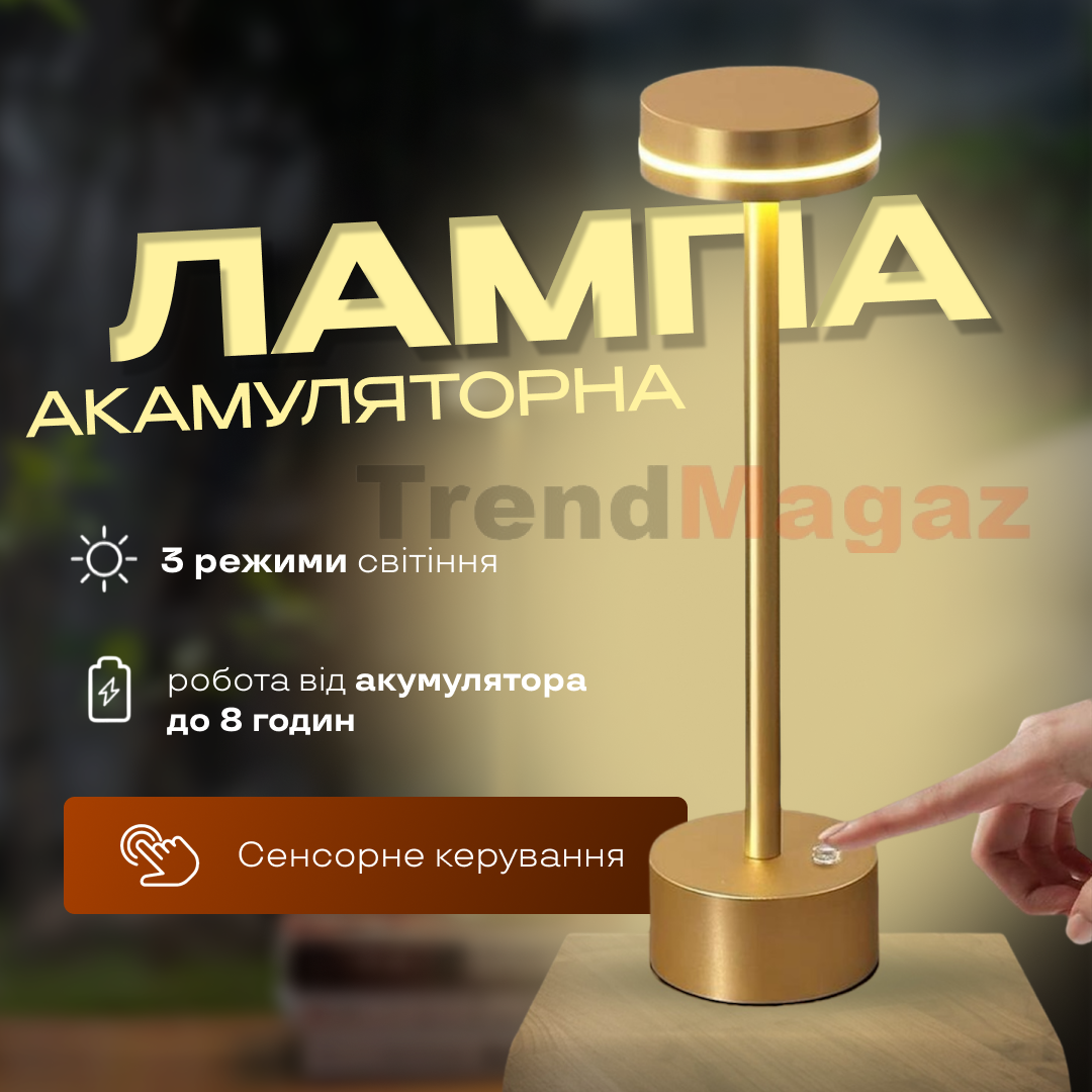 Акумуляторна світлодіодна настільна LED лампа у скандинавському стилі Акумуляторна світлодіодна настільна LED лампа у скандинавському стилі