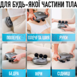 Масажер перкусійний на 6 головок 9 режимів 20 скоростей для тіла ніг та спини